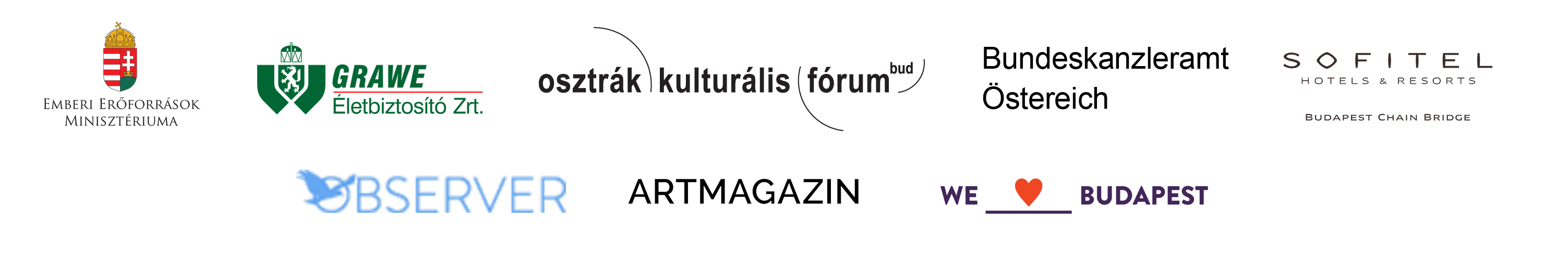 A kiállírtás támogatói: EMMI, Grave, Osztrák Intézet, Sofitel, Artmagazin és a We Love Budapest