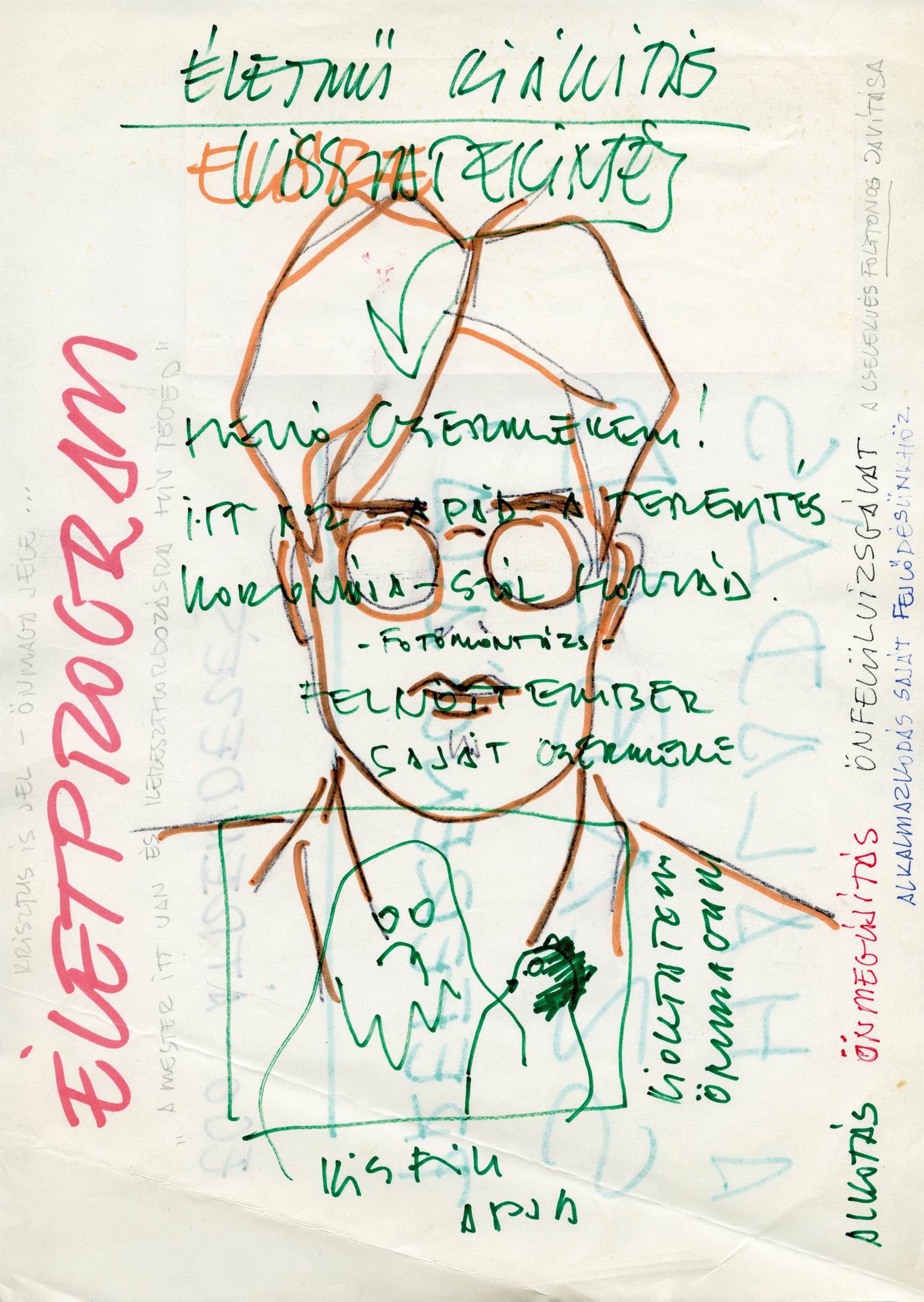 ÉRMEZEI Zoltán: Életprogram | Life-program, é.n., grafika | graphic, 29,7×21 cm. Magántulajdon | private collection Életprogram