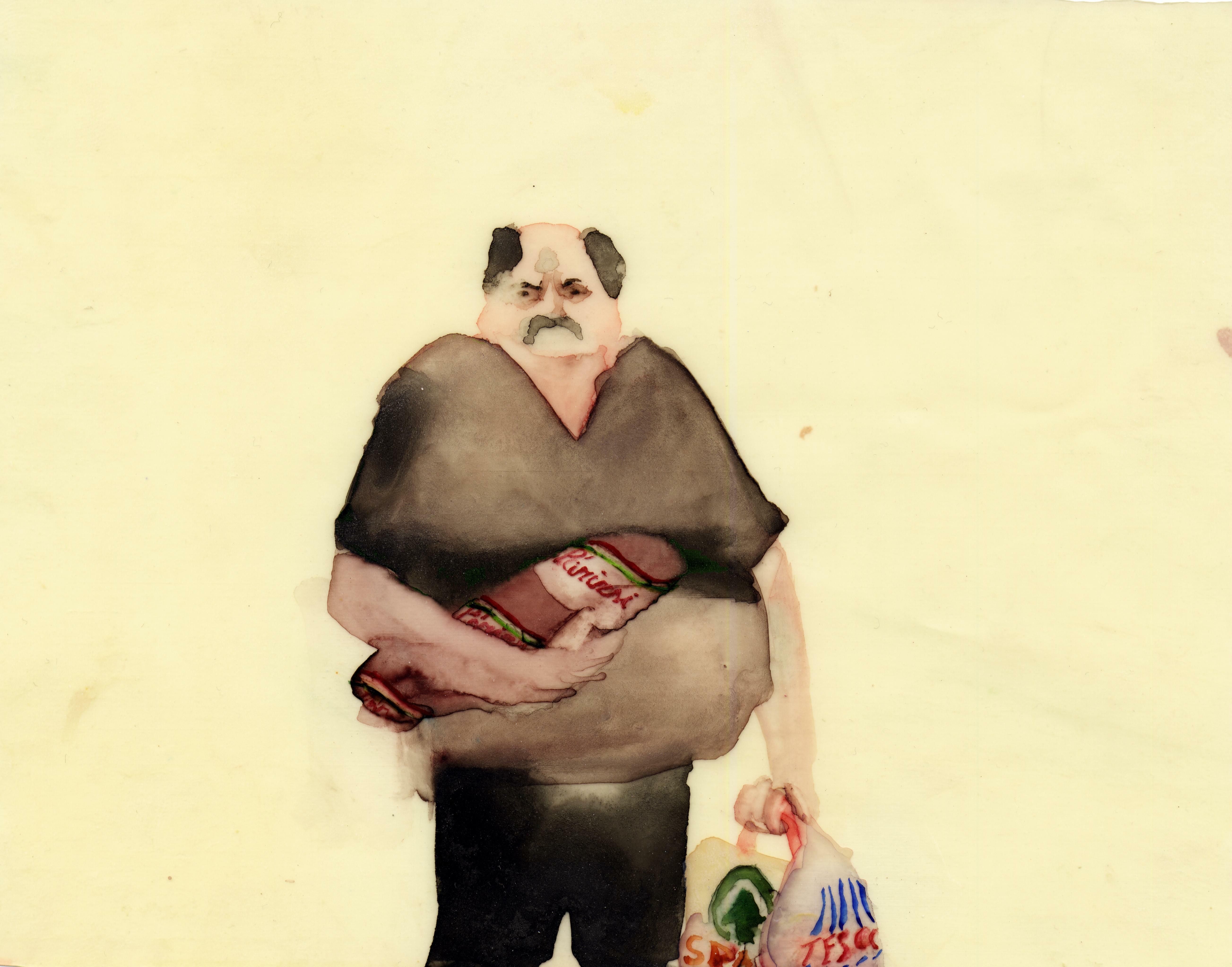 Szabó Eszter: Párizsi, 2010, akvarell, latex, 12x15 cmEszter Szabó: How much is a kilo, 2010, akvarell on latex, 12x15 cm Szabó Eszter