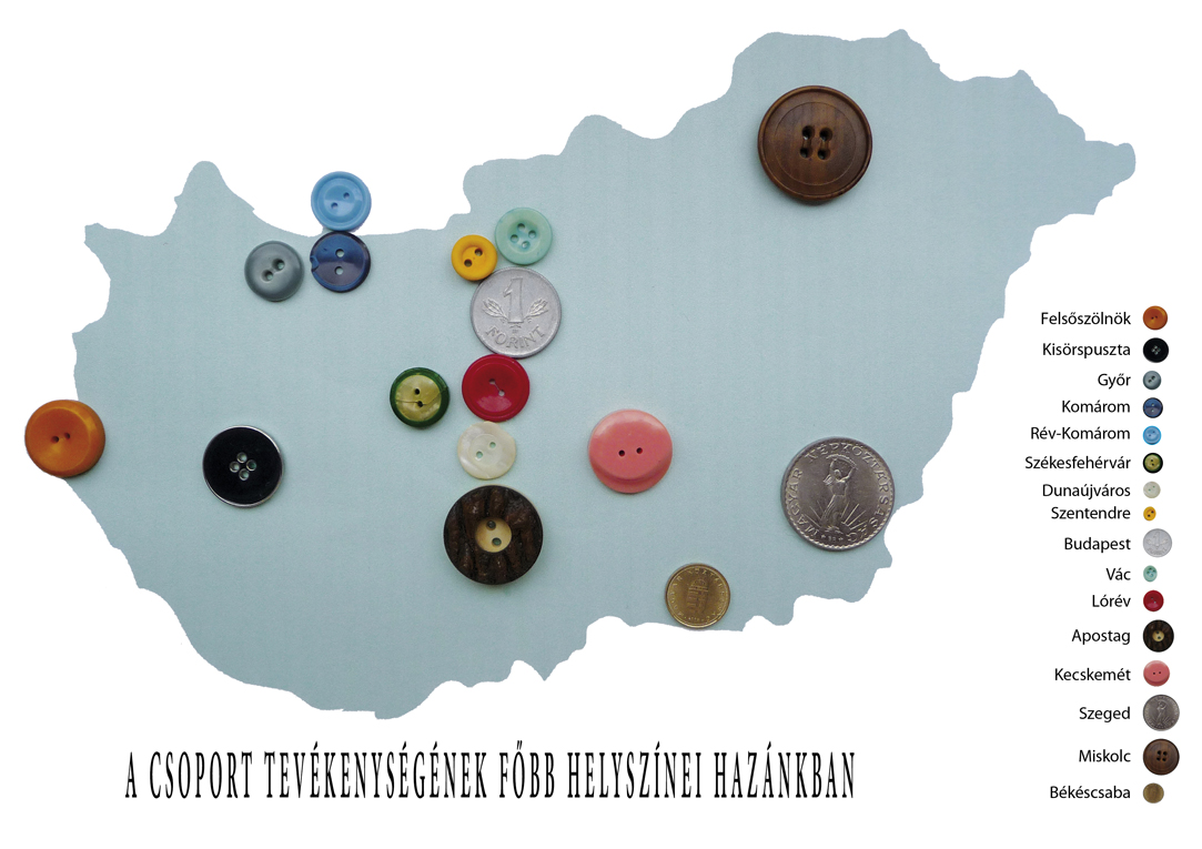 A csoport tevékenységének helyszínei MagyarországonVarious locations around Hungary related to the group’s activity Chart_2