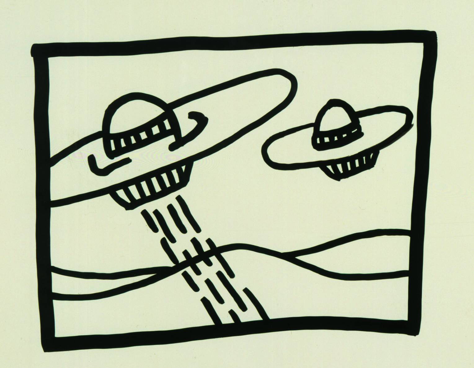 Cím nélkül, 1980     tus, Bristol karton      51 x 66 cm     © Estate of Keith Haring, New York    Untitled, 1980    sumi ink on Bristol board    51 x 66 cm     © Estate of Keith Haring, New York Keith Haring