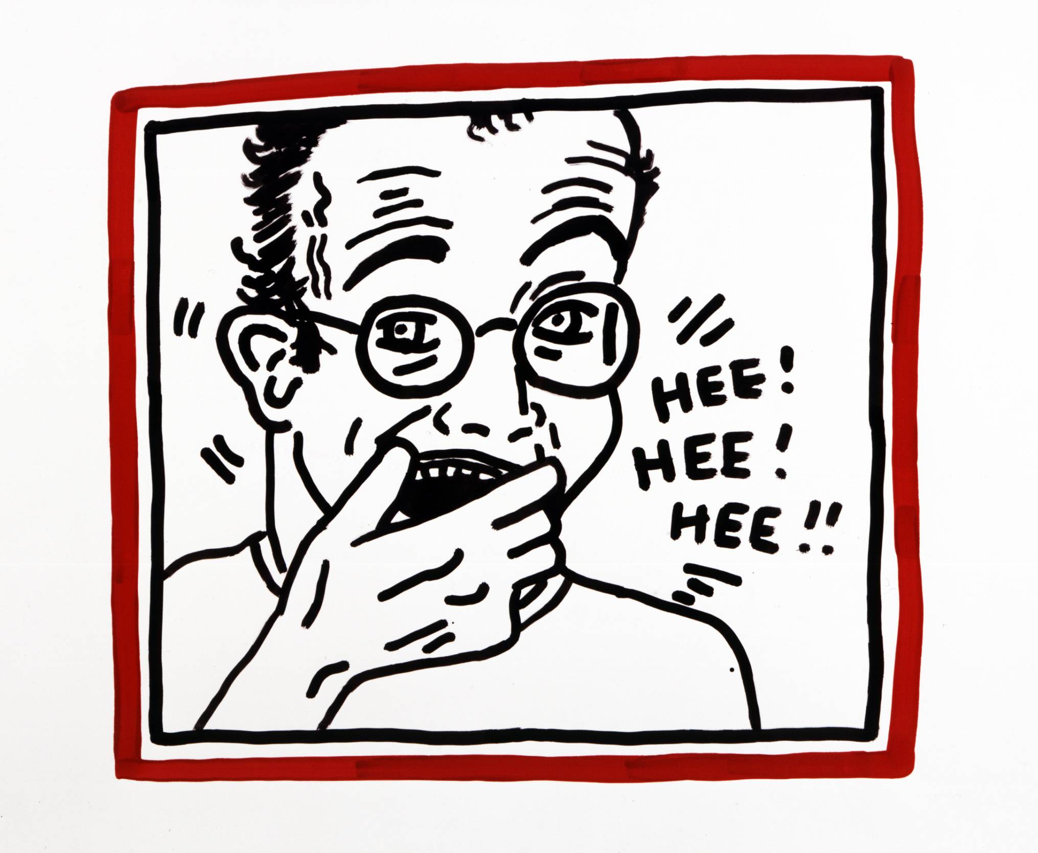 Keith Haring    Hi! Hi! Hi! , 1985    tus, papír    55,9 x 73,7 cm      © Estate of Keith Haring, New York    Keith Haring    Hee! Hee! Hee! , 1985    sumi ink on paper    55,9 x 73,7 cm     © Estate of Keith Haring, New York Keith Haring