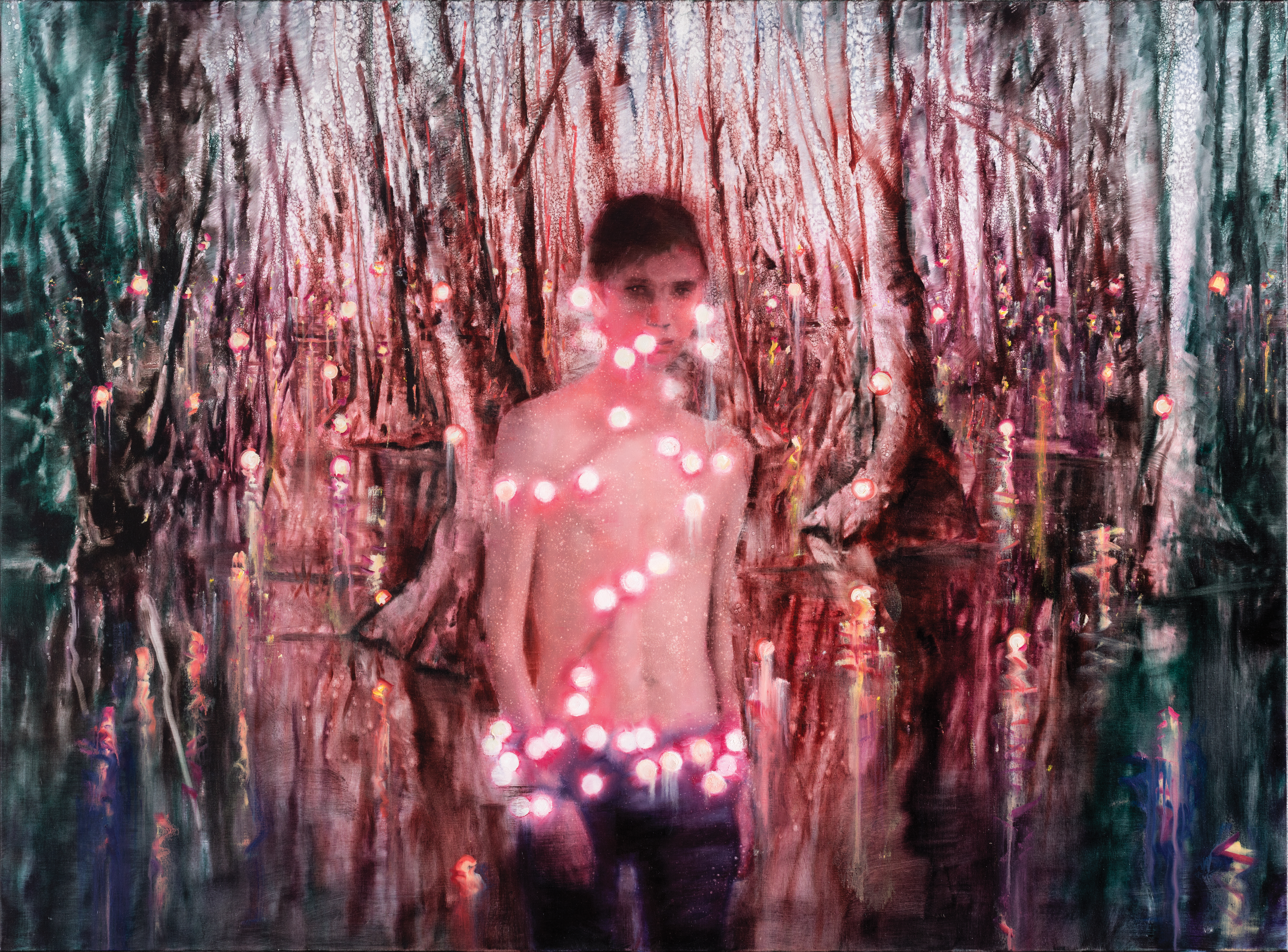 SZŰCS Attila: Csillagok a mocsárban, 2015, olaj, vászon, 140 x 190 cm © Weco Art, Dánia
SZŰCS Attila: Stars in a Moorland, 2015, oil on canvas, 140 x 190 cm © Weco Art, Denmark Stars in a Moorland