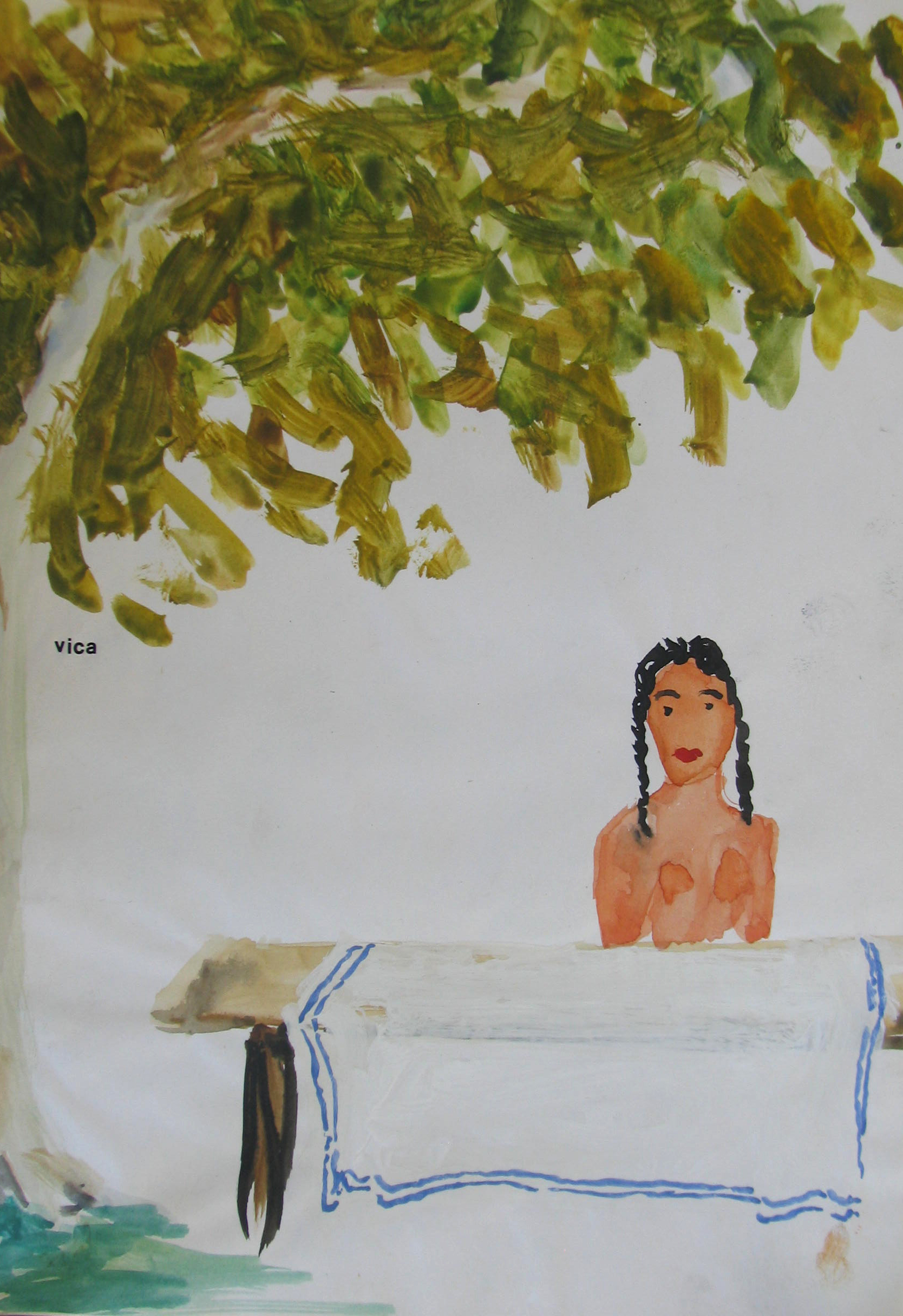 Vica - lap a Öröknaptárból, akvarell, papír, 1987Vica – a sheet from the Perpetual calendar, water-colour, paper, 1987 Vica