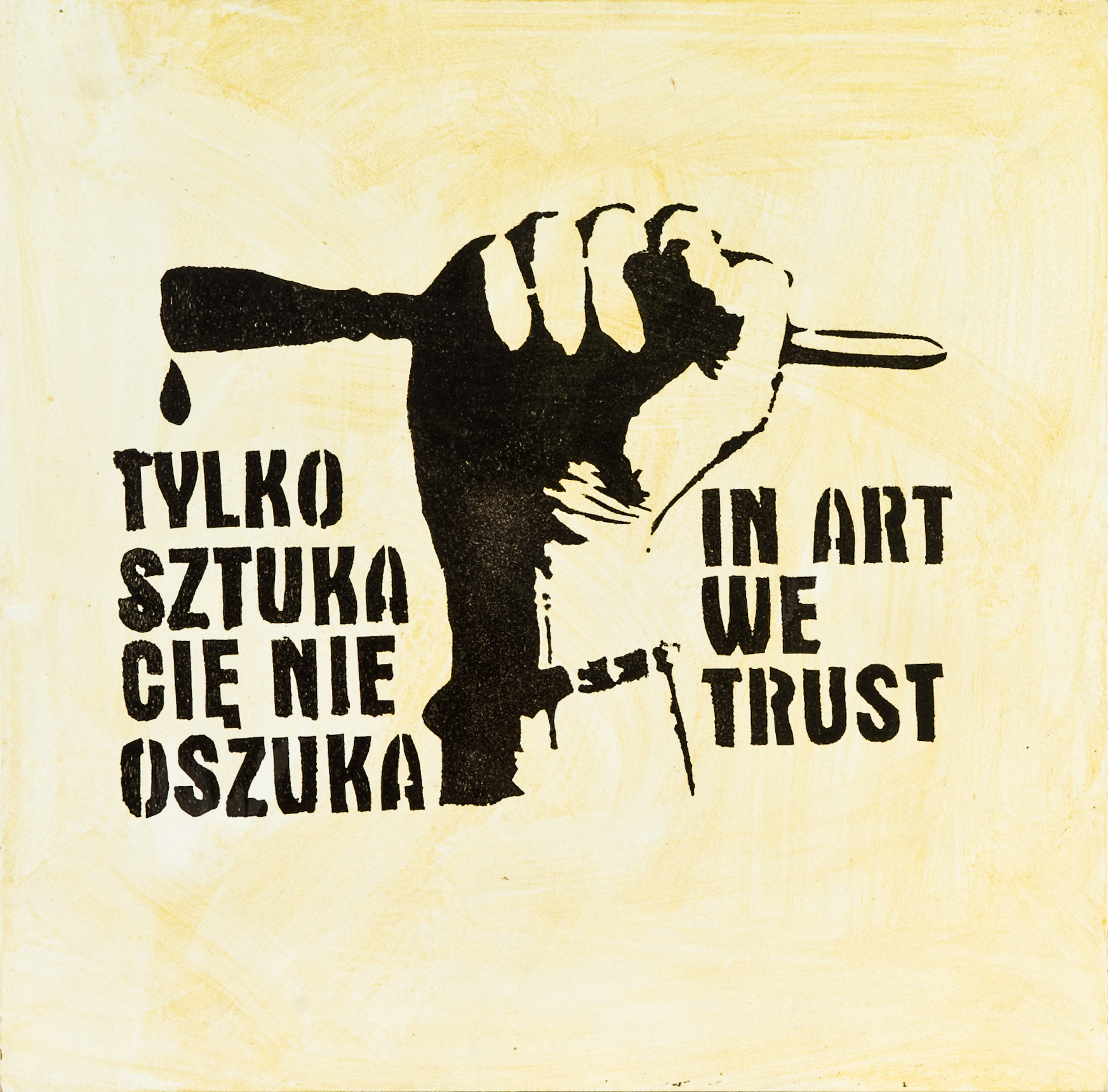 Paweł Jarodzki: Csak a művészet nem ver át, akril, MDF-lap, 2000 (2008), az Alsó-sziléziai Társaság a Művészetek Támogatására tulajdona
Paweł Jarodzki: Only Art Won’t Cheat You, acrylic on MDF board, 2000 (2008), collection of the Lower Silesian Society for the Encouragement of the Fine Arts Paweł Jarodzki