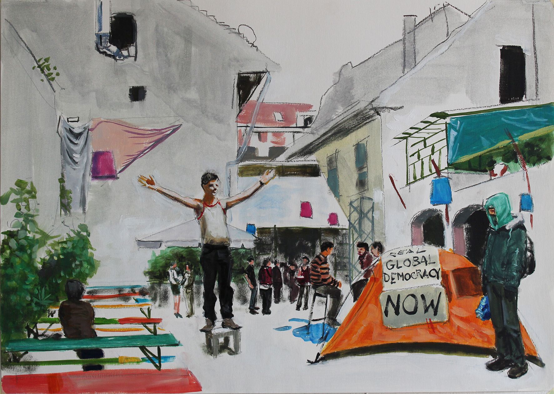 Nemes Csaba: Utópia romkocsma, 2013. (olaj, vászon, 50x70 cm)Csaba Nemes: Utopia Ruinpub, 2013 (oil on paper, 50x70 cm) Nemes Csaba