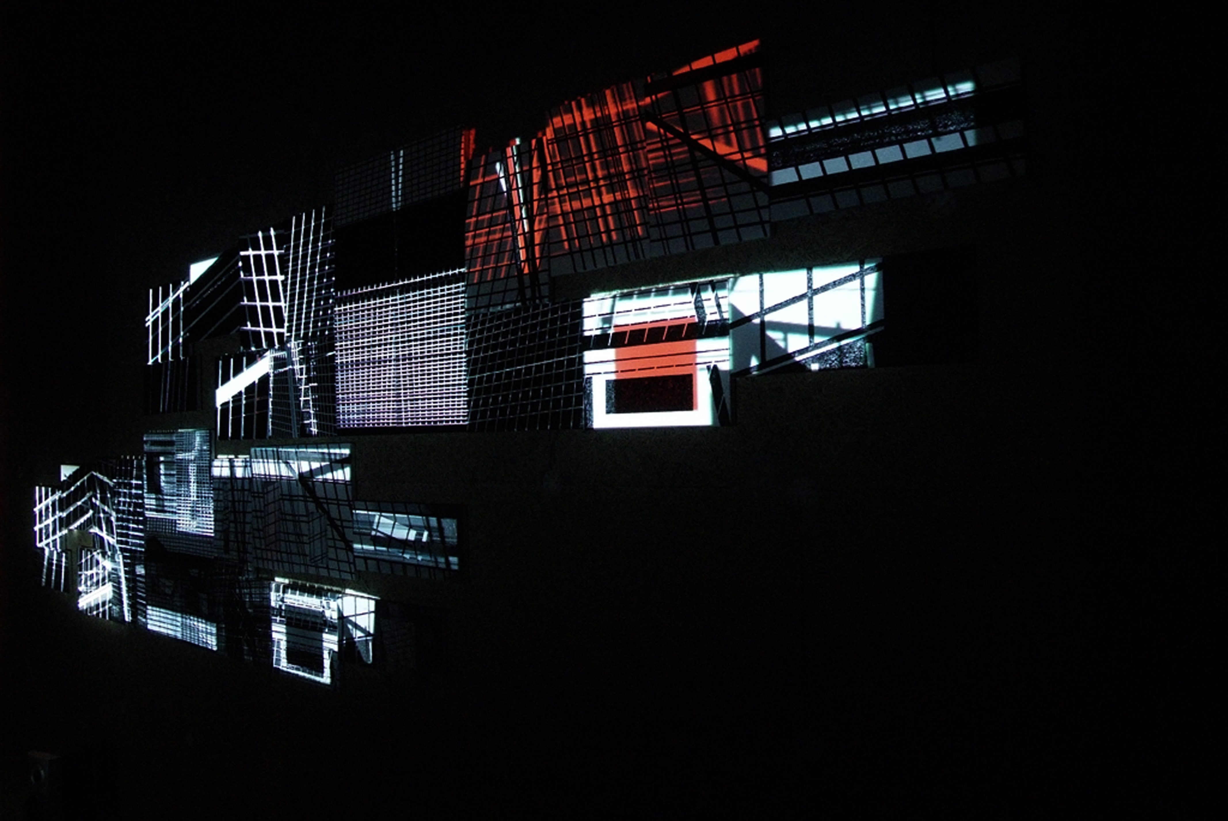 KÖVES Éva - SZTOJÁNOVITS Andrea: Monochrome Clack 2.0, festmény és videóanimáció, 2010.Éva KÖVES - Andrea SZTOJÁNOVITS: Monochrome Clack 2.0, painting and AV animation, 2010 LUDWIG NEXT - MONOCHROME CLACK - V