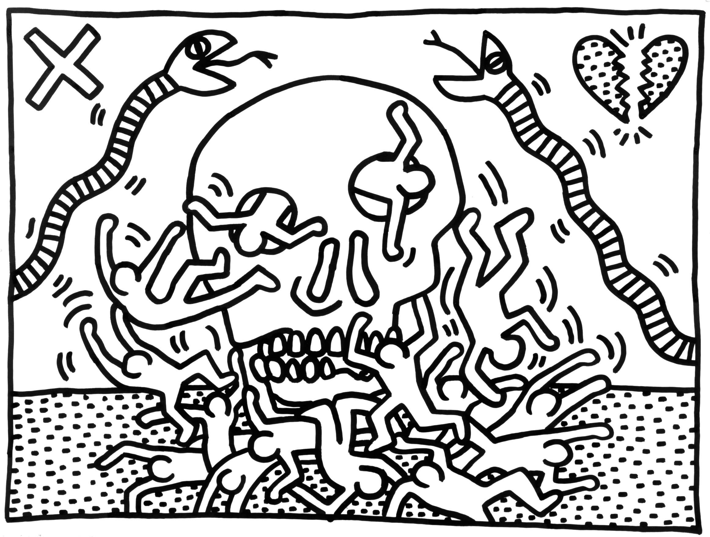 Cím nélkül, 1983    tus, papír     97,8 x 127 cm     © Estate of Keith Haring, New York      Untitled, 1983      sumi ink on paper      97,8 x 127 cm     © Estate of Keith Haring, New York Keith Haring