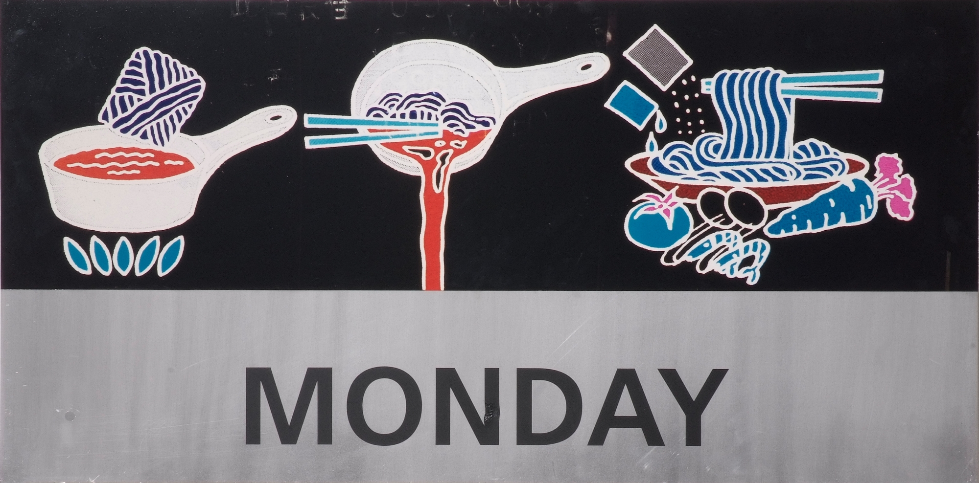 Eperjesi Ágnes: Heti étrend (Hétfő), 1996. Fotó: Rosta József © Ludwig Múzeum – Kortárs Művészeti Múzeum
Ágnes Eperjesi: Weekly Menu (Monday), 1996, photo: József Rosta © Ludwig Museum – Museum of Contemporary Art Eperjesi Ágnes - Heti étrend (Hétfő)