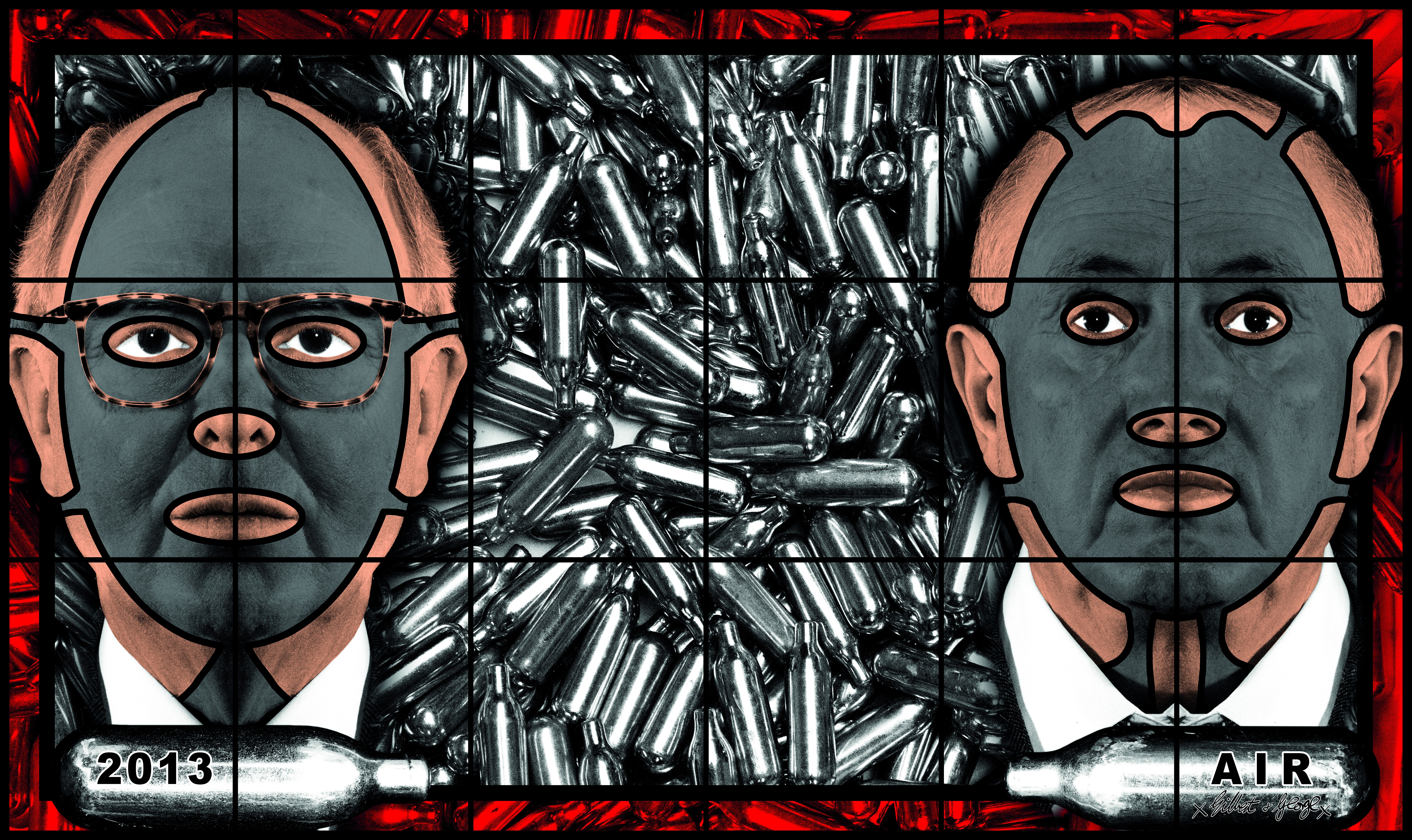 LEVEGŐ / AIR, 226 × 381 cm, 2013. 
copyright Gilbert & George
courtesy of Galerie Thaddaeus Ropac, London ・ Paris ・ Salzburg Air 2013 copyright Gilbert & George