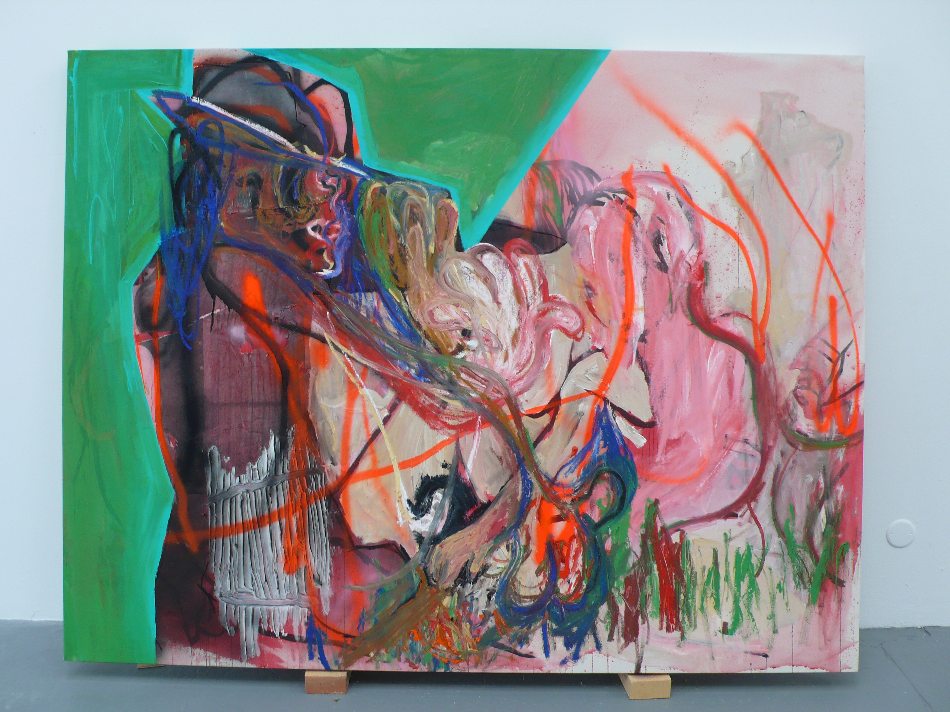 Rita Ackermann: Cukrosbácsi II., 2010Vegyes technika, 160 × 206 cmA művész, az athéni Rebecca Camhi Galéria és a New York-i Andrea Rosen Gallery jóvoltábólRita Ackermann: Candyman II, 2010Mixed media, 160 × 206 cmCourtesy of the Artist and the Rebecca Camhi Gallery, Athens and Andrea Rosen Gallery, New York Rita Ackermann