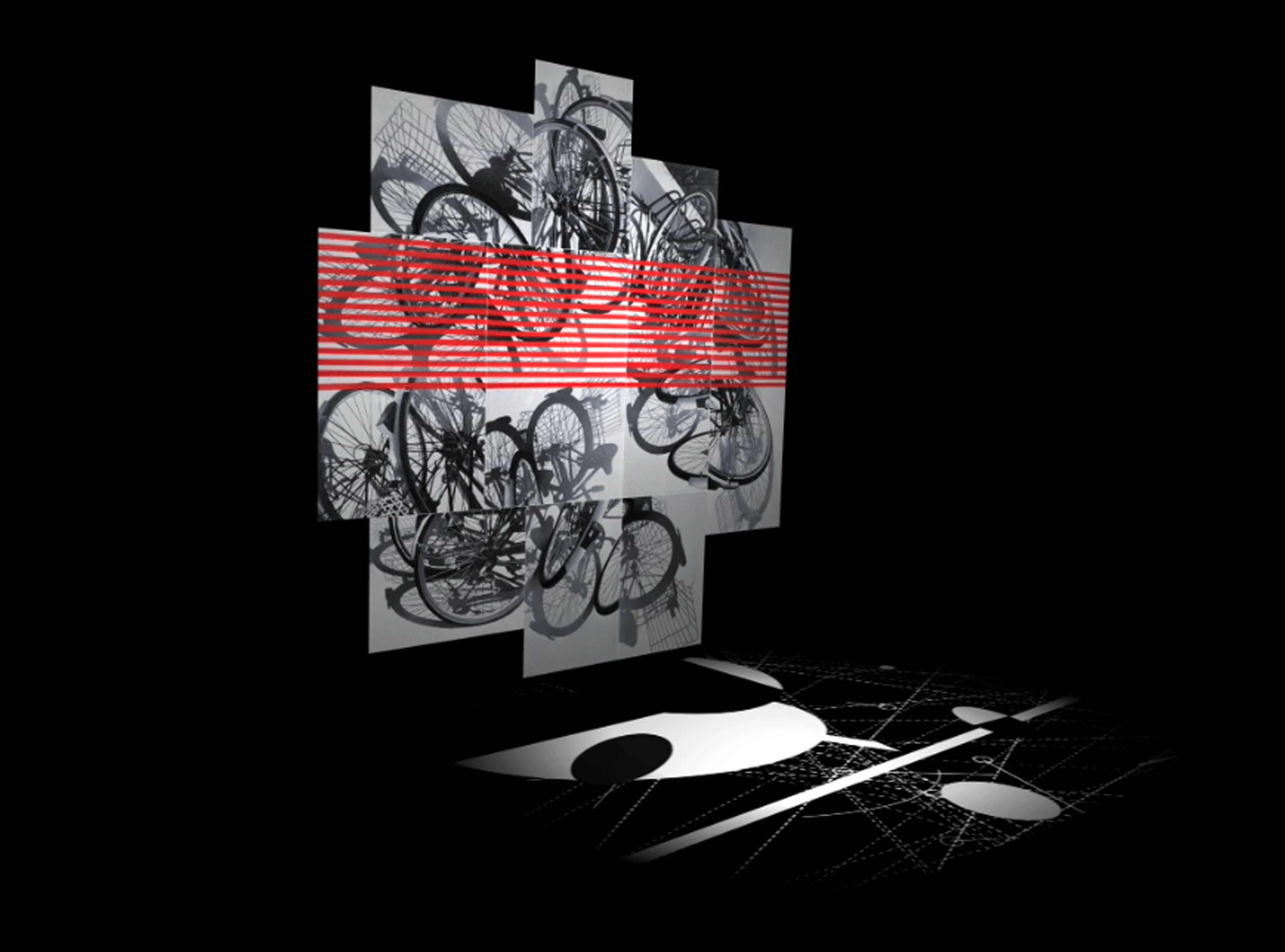 Re:Lake I, audiovizuális festményinstalláció, részlet, 2010. Olajfestmény: KÖVES Éva, videóanimáció: SZTOJÁNOVITS Andrea. Méret: 2.5 x 5 mRe:Lake I, audiovisual painting installation, still image, 2010. Oil painting: Éva KÖVES, animation projecting: Andrea SZTOJÁNOVITS. Size: 2.5 x 5 m LUDWIG NEXT - MONOCHROME CLACK - IV