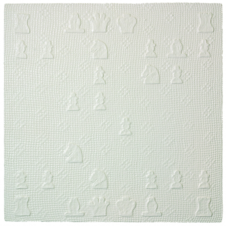 Sam Havadtoy: The Game, 101x101 cm, antik csipke, akril kollázs, 2006