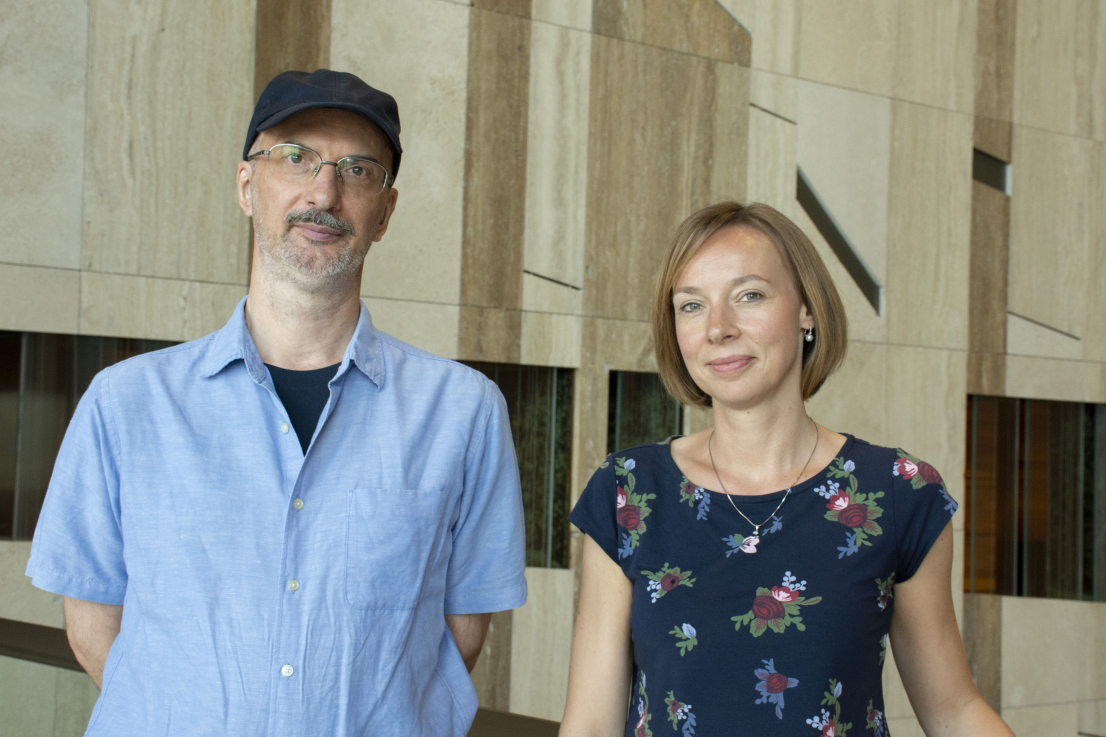 Waliczky Tamás animációs és újmédia művész és Szegedy-Maszák Zsuzsana kurátor. // Fotó: Somogyvári Ágnes © Ludwig Múzeum - Kortárs Művészeti Múzeum, Adattár és Digitális Archívum