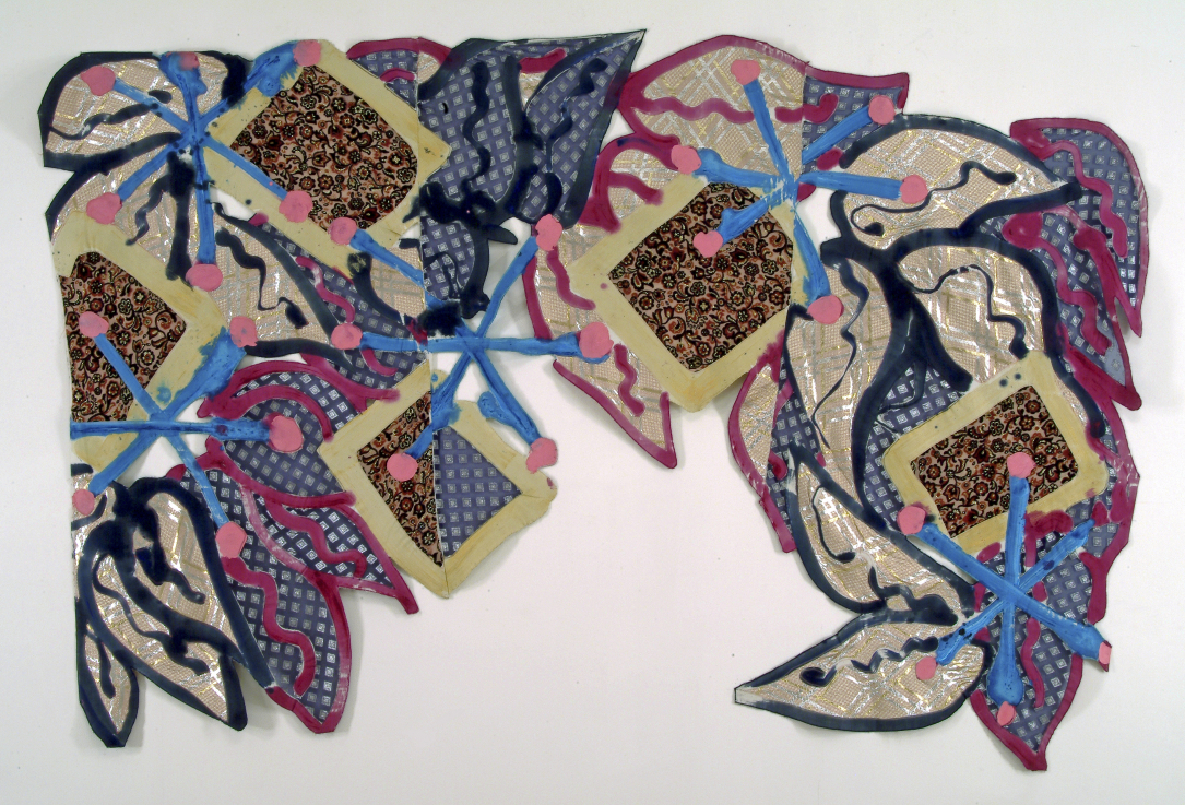 Robert Kushner, Rózsaszín levelek / Pink Leaves, 1979, Akril, különféle textíliák / acrylic, various textiles, 205 x 330,5 cm Ludwig Múzeum – Kortárs Művészeti Múzeum, Budapest / Ludwig Museum – Museum of Contemporary Art, Budapest Fotó/Photo: Rosta József