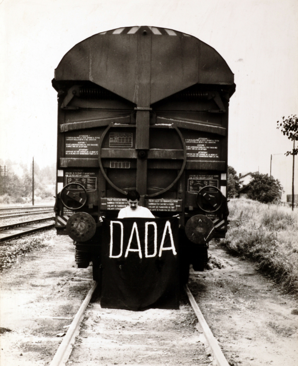 László Szalma, Hommage to Dada, 1972, bw photograph, pen, stamp, collage, paper, Marinko Sudac Collection /// Szalma László: Hommage a Dadához, 1972, fekete-fehér fotó, toll, papír, kollázs, Marinko Sudac Gyűjtemény