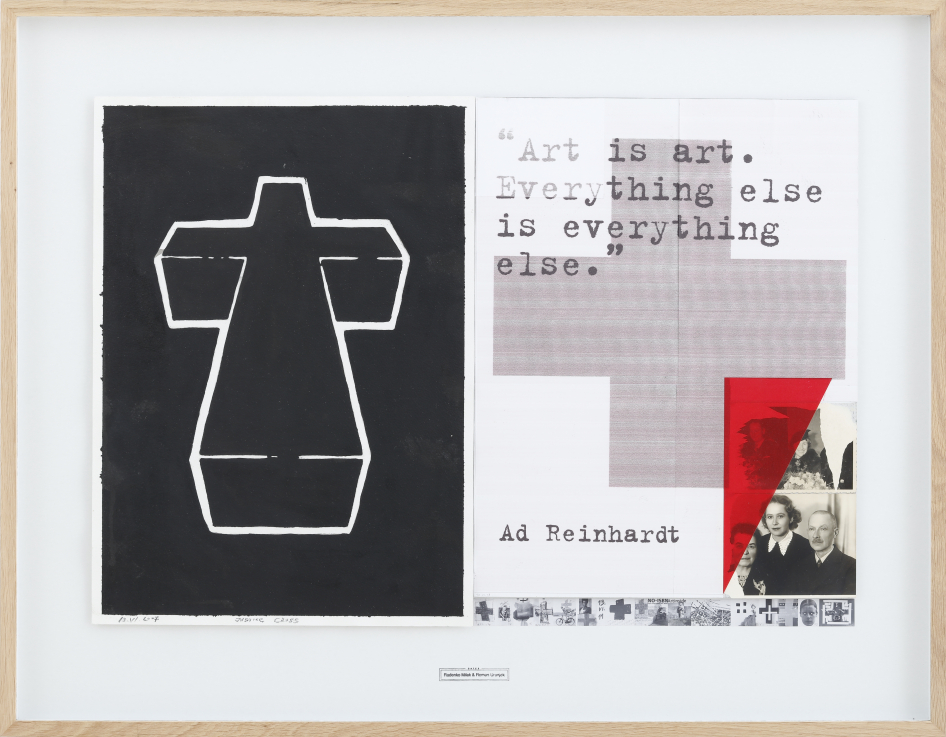 Radenko Milak – Roman Uranjek: 2007. június 13. (Ad Reinhardt), 2018 akvarell, kollázs, vegyes technika, 70,5 x 90 cm Ludwig Múzeum – Kortárs Művészeti Múzeum (Az aacheni Peter und Irene Ludwig Stiftung letétje) fotó: Rosta József / Ludwig Múzeum – Kortárs Művészeti Múzeum