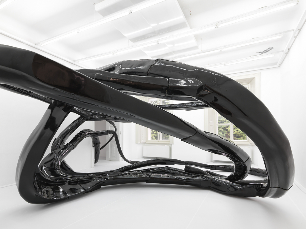 Andrej Škufca, Black market: 6gb ending, 2020.  Photo: Jaka Babnik. / The renders (Budapest_23_render mappa): Voranc Kumar. Courtesy of the artist