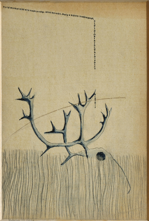 BAKSAI József: Semmi sincs… – Nikolaus Lenau / There is nothing – Nikolaus Lenau, 2016 akvarell, tus, karton / watercolour, ink, cardboard, 28,3 × 19,1 cm A művész tulajdona / Courtesy of the artist, Fotó / Photo: BAKSAI József