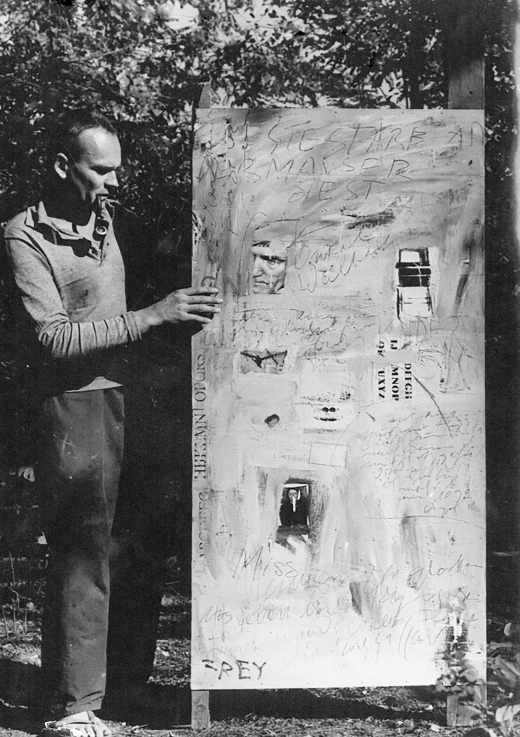 2.	Frey az ABC című, készülő képével / Frey with his unfinished work titled ACB, 1967 körül / c. 1967