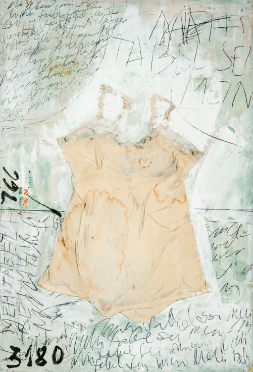 5.	FREY Krisztián: 3180 (Kombiné) / (Slip), 1966, 123×84 cm, olaj, tárgykollázs (assemblage), farostlemez / oil, assemblage, woodboard, Szépművészeti Múzeum – Magyar Nemzeti Galéria, Jelenkori Magyar Gyűjtemény / Museum of Fine Arts – Hungarian National Gallery, Department of Contemporary Hungarian Art, Budapest  © fotó/ photo: Szépművészeti Múzeum – Magyar Nemzeti Galéria / Museum of Fine Arts – Hungarian National Gallery, Budapest