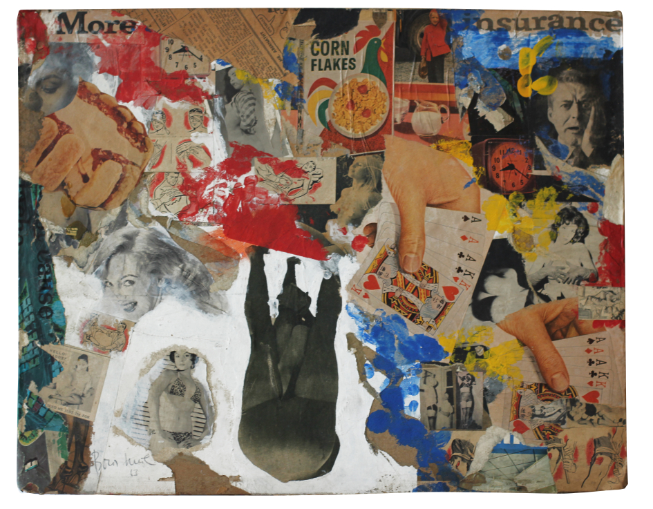 Boris Lurie, More Insurance / Még jobb biztosítás, 1963 paper collage and paint on cardboard, / papírkollázs, festék, karton 50.8 × 40.6 cm Boris Lurie Art Foundation # 001153 ©Boris Lurie Art Foundation