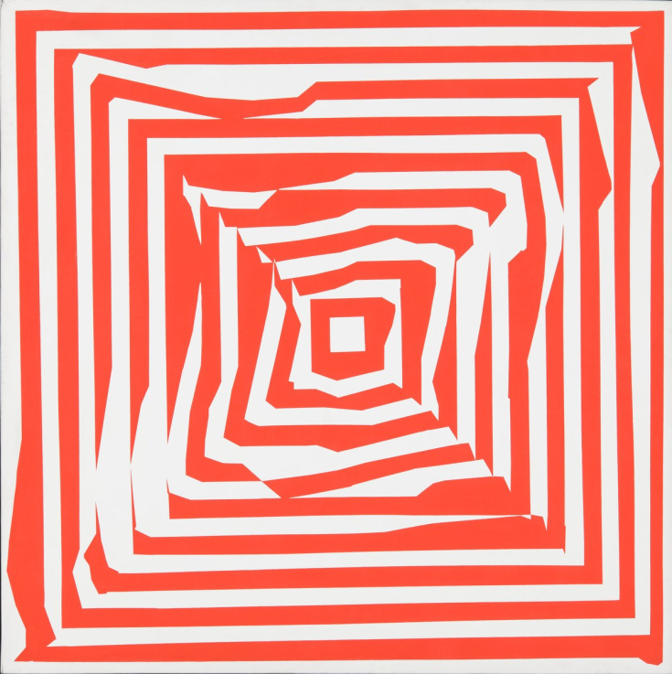 Vera MOLNAR: Hypertransformation /Diptyque I./ (Hipertranszformáció /Diptichon I-II./| Hypertransformation /Diptych I-II/), 1974-1979 vinil, vászon | vinyl, canvas, 147 × 150 cm; 147,5 × 150 cm © a Szépművészeti Múzeum – Magyar Nemzeti Galéria jóvoltából