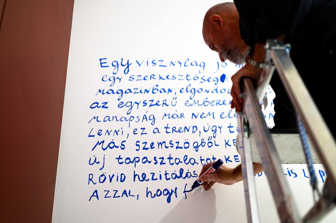 Nedko SZOLAKOV: Az 5-ös számú sarokba szorított egyéni kiállítás, 2024, helyspecifikus installáció, A művész ajándéka, Fotó: Szabó Zsófia /// Nedko SOLAKOV: A Cornered Solo Show #5, 2024, site-specific installation, Donated by the artist, Photo: Zsófia Szabó