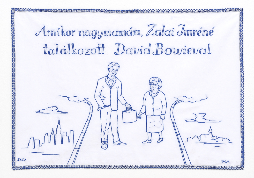 SZABÓ Eszter Ágnes: Nagymamám, Zalai Imréné találkozása David Bowieval, 2020 // Eszter Ágnes SZABÓ:	My Grandma, Mrs Imre Zalai Meeting David Bowie, 2020