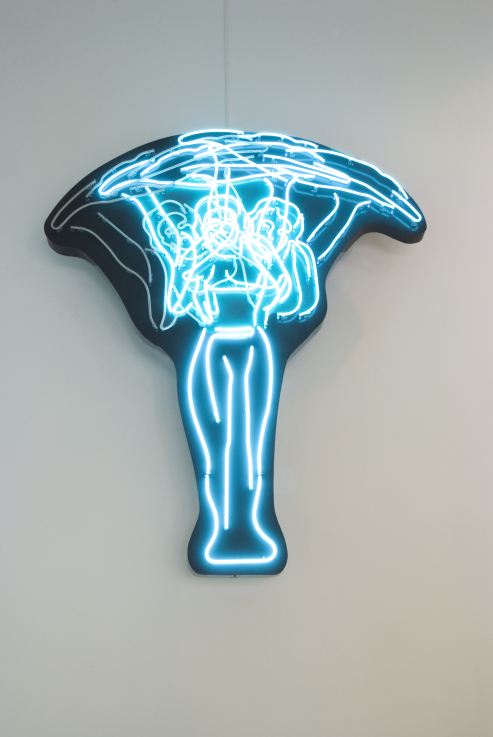 SZABÓ Ágnes: Szabadság-szobor sziluett, 2000, neon installáció, neon, fém, műanyag