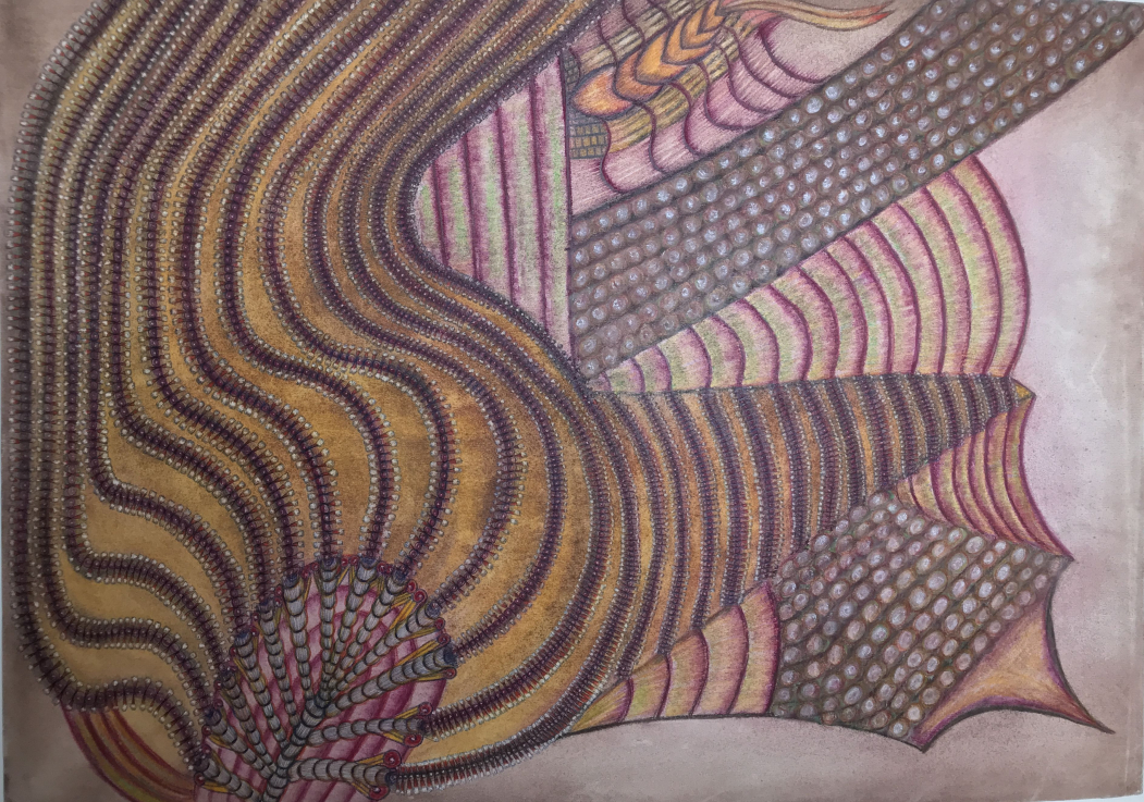 Anna ZEMÁNKOVÁ: Háborús Tánc / War Dance, pasztell papíron/pastel on paper, 1966