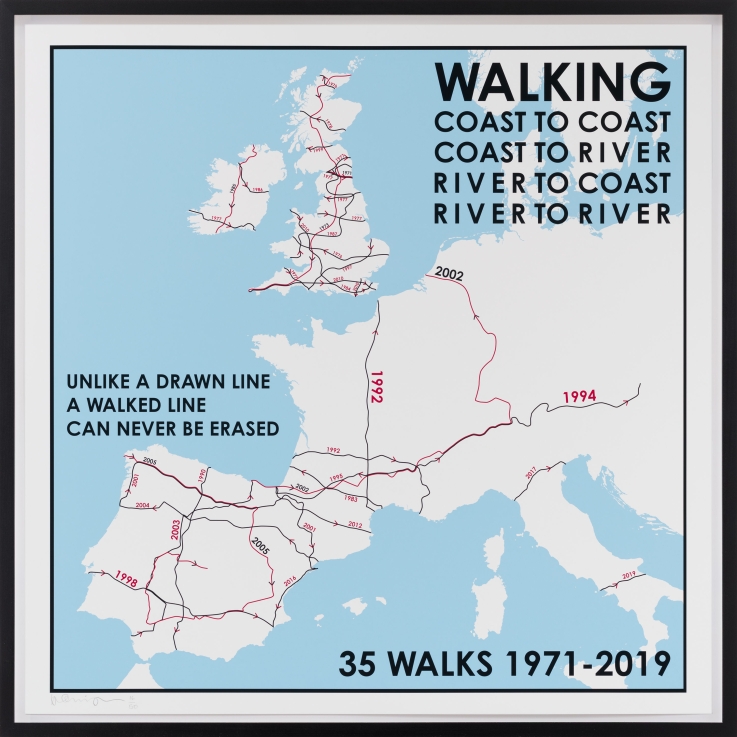 Hamish Fulton: 35 séta térkép. Európa 1971-2019 | 35 Walks Map. Europe 1971 – 2019, Galerie Thomas Schulte